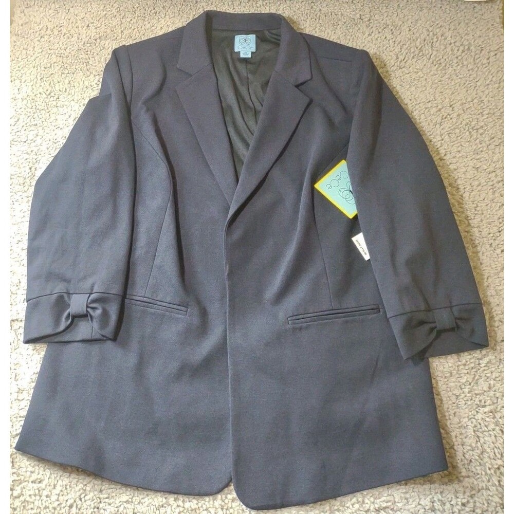 Cece 2xl Navy Blue Open Front Blazer NWT Business Money Shoulder Pads